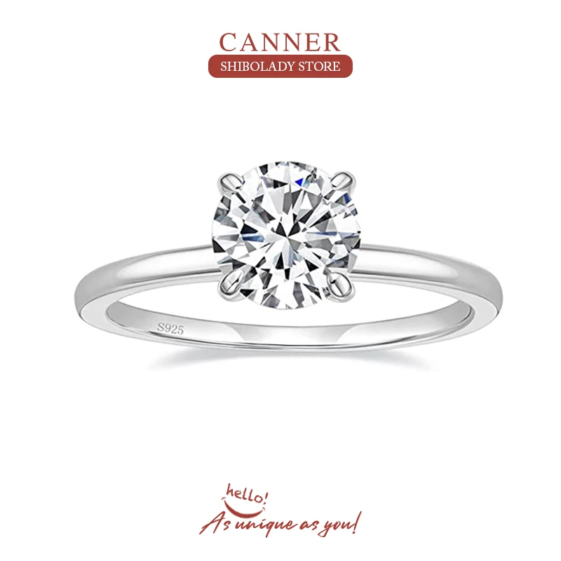 

CANNER Luxury Crystal 925 Sterling Silver Rings For Women Natural Zircon Silver Anillos Mujer Minimalist Gemstones Fine Jewelry