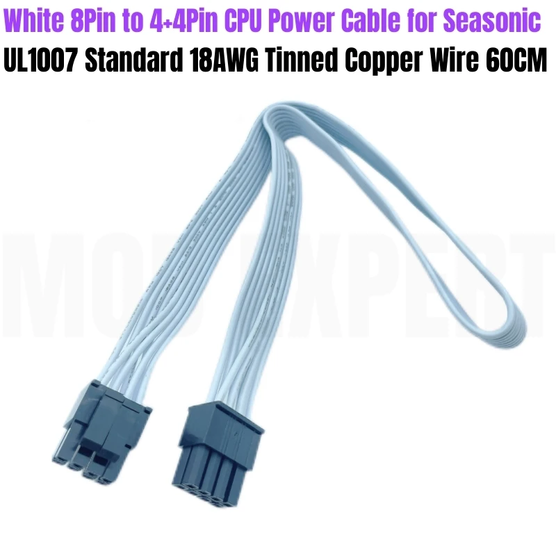 Блок питания белого цвета с 8 контактами на 4 + 18AWG 60 см для Seasonic FOCUS GX 1000 Вт 850 750 ATX3.0