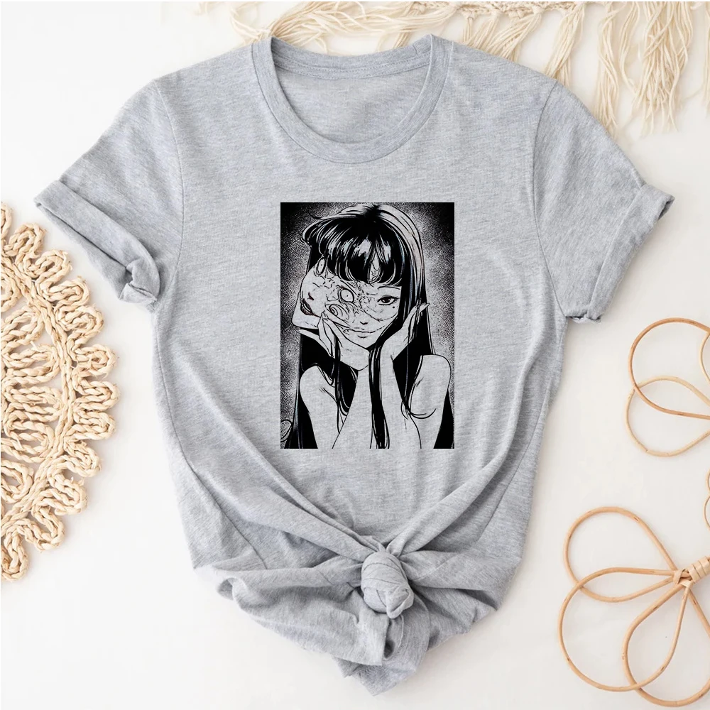 Junji Ito top tees women Gothic kawaii Vintage Digital University tshirt aesthetic 80s 2000s Comfortable