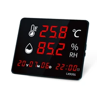 indoor digital thermometer led hygrometer clock display temperature and humidity alert usb5v power supply wall mount