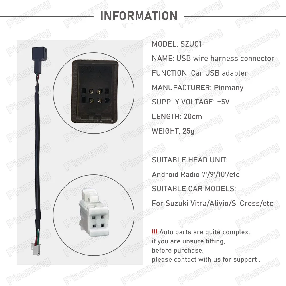 Фото Автомобильный стерео аудиоразъем Android радио 4-контактный USB жгут проводов кабель адаптер SZUC1 для Suzuki Vitra Alivio S-Cross №2