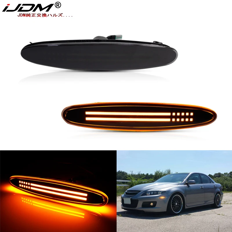 

Smoked Lens Amber LED Front Bumper Side Marker Indicator Light Turn Signal Lamp for 2003-2008 Mazda 6 Mazdaspeed6 GG GY GG1 GY1