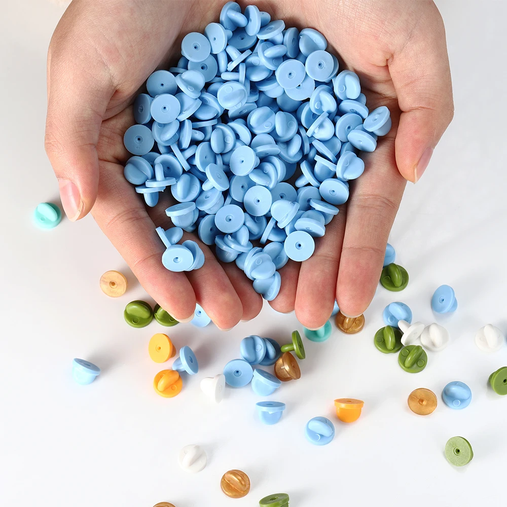 50pcs Rubber Brooch Bukle Button Clasp Pin Backs Clutch Care Cap Nail Tie Back Stoppers Squeeze Badge Holder Jewelry Accessories