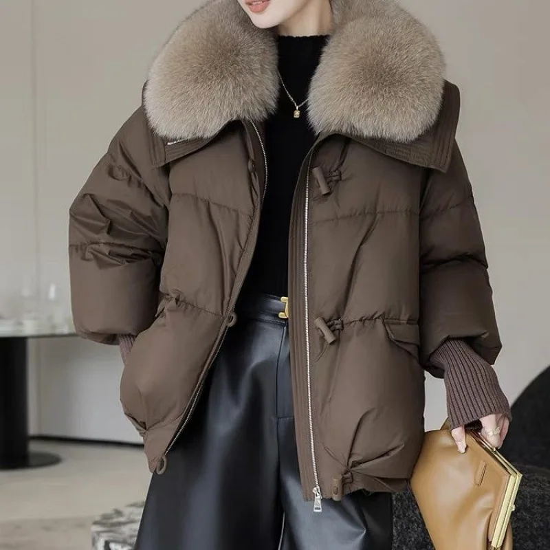 Фото 2025 Fashion Winter Jacket Women Short Coats Down Cotton Waterproof Windproof Casual Outdoor Warm Black White Brown Parkas №2