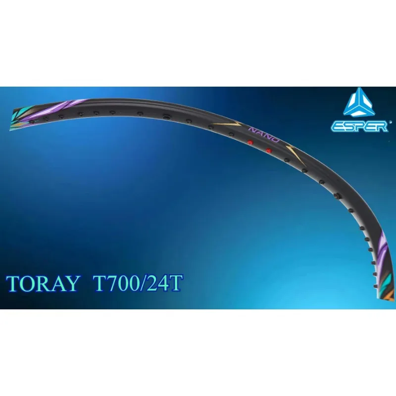 Фото Ракетка для бадминтона Speed Explorer ESPER 'FLASH' 5U 78g, сверхлегкая, быстрая, обнаправленная и оборощенная, 24T, струна из углеродного волокна G6 №4