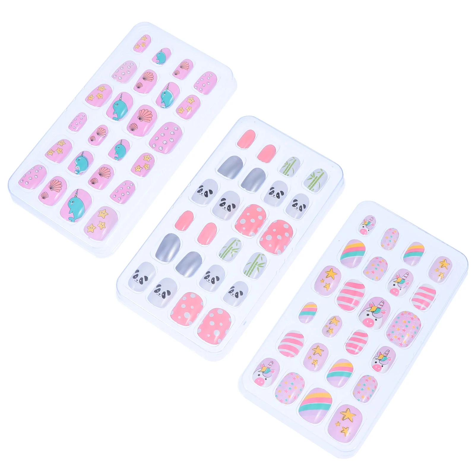 

72pcs Kids False Nails Press on Artificial Nail Tip Girl Fake Fingernail Kit