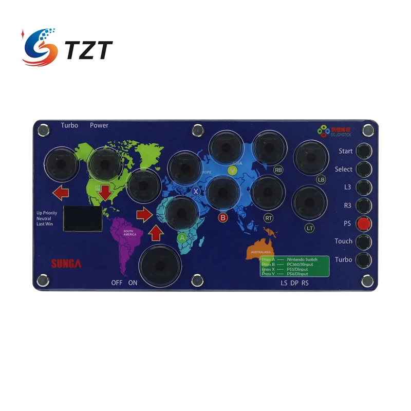 

TZT SUNGA 12-Botton Mini Arcade Controller Fight Stick Gaming Controller with Screen for Hitbox PC/PS4