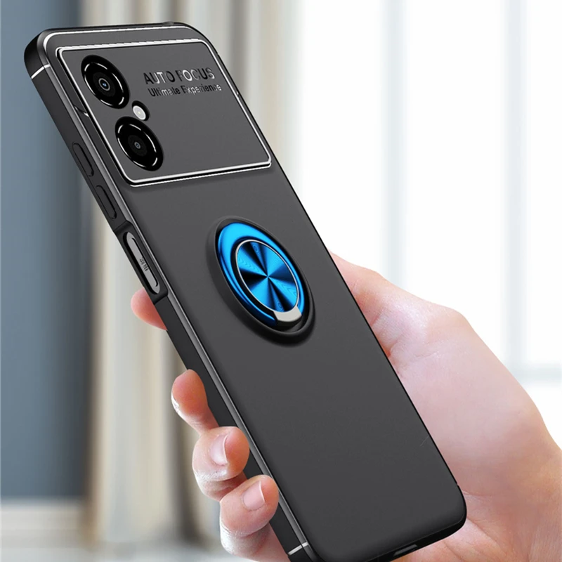 For Poco M4 5G Case Cover For Poco M4 5G Capas New Shockproof Back Soft Ring Magnetic Holder For Cover Xiaomi Poco M4 5G Fundas