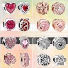 Новые красные, розовые, белые циркониевые сверкающие бусины сделай сам с зажимом, подходят к оригинальным шармам Pandora, серебряные браслеты для женщин и девушек, ювелирные изделия