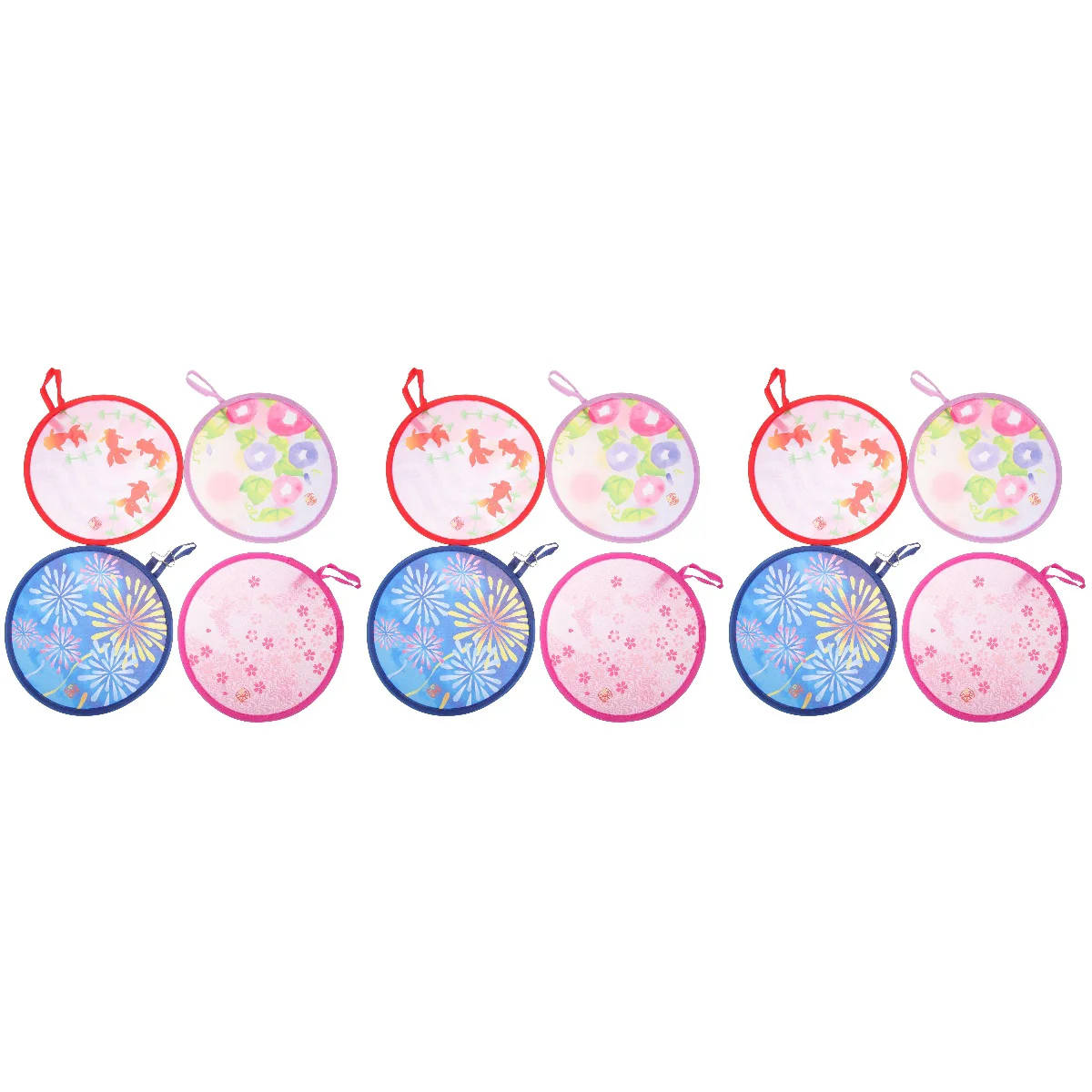 

12 Pcs Handheld Mini Fan Retro Embroidery Kids Circular Polyester Round Woman Performance