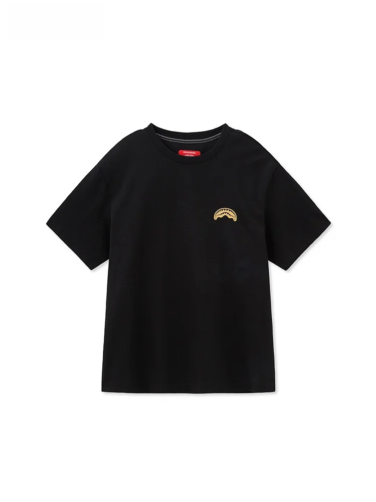 Sprayground 2024 летняя футболка с короткими рукавами и вышивкой в виде акулы модная