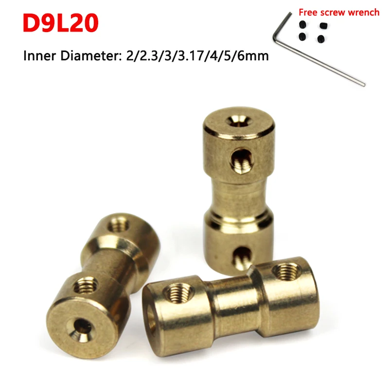 

2pcs D9L20 Brass Rigid Motor Shaft Coupling Coupler 2/2.3/3/3.17/4/5/6mm Motor Transmission Joint Connector Sleeve Adapter