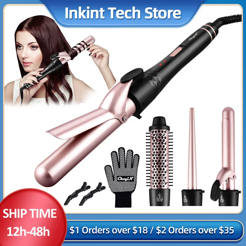 

CkeyiN 4 in 1 Professional Hair Curler Electric Curling Wand Set PTC Ceramic Hair Curler Curling Iron Curlers Hair Styling Tools