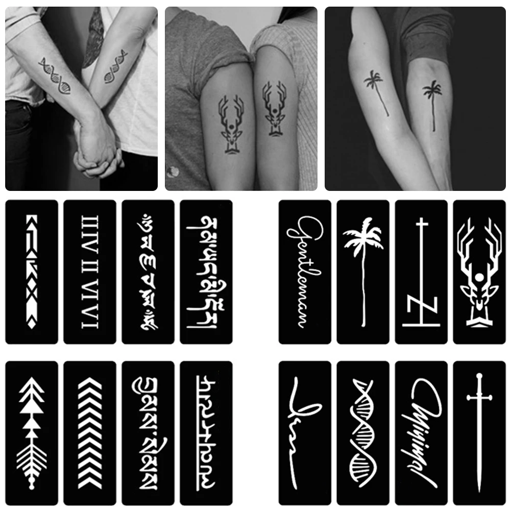 40 Style Hollow Temporary Tattoo Stencil Set Airbrush Glitter Templates Pack for Girls Boys Adults Face Body Painting | Красота и