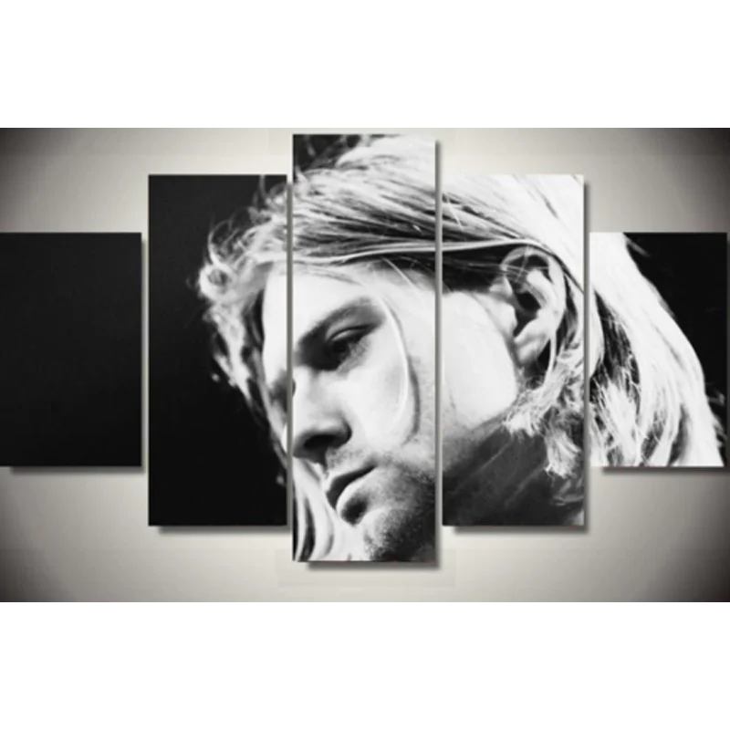 

No Framed Kurt Cobain Music Band Singer 5 Pieces Modular Wall Art Canvas Posters Paintings for Living Room Home Decor Pictures