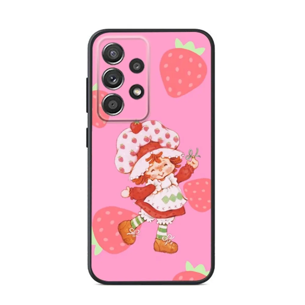 Чехол для телефона S-Strawberry Pink Shortcake Samsung S24 S23 S22 S21 S20 S10 S10E S9 Plus FE Note 20 Ultra 10 9 черный