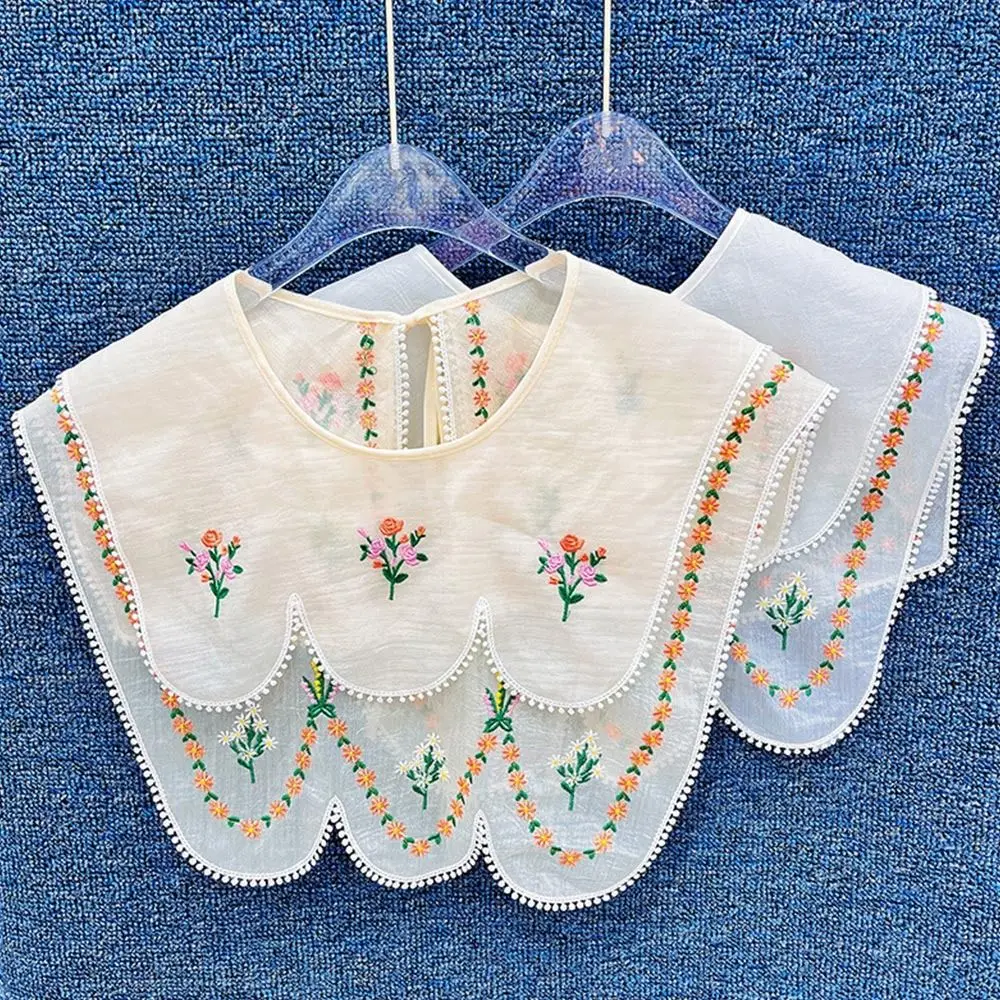 

Multifunctional Lace Sunscreen Wraps Embroidery Shirt False Collar Women Shawl Fake Collar Mini Cape Doll Fake Collar