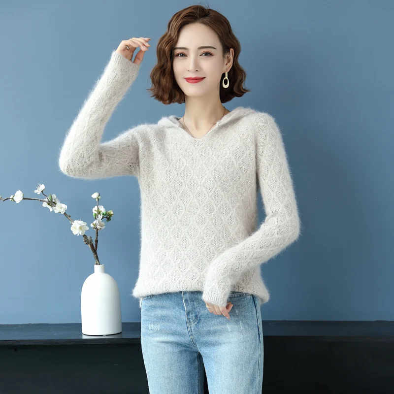 Новинка 100% натуральный норковый кашемировый свитер Женская толстовка Свободный