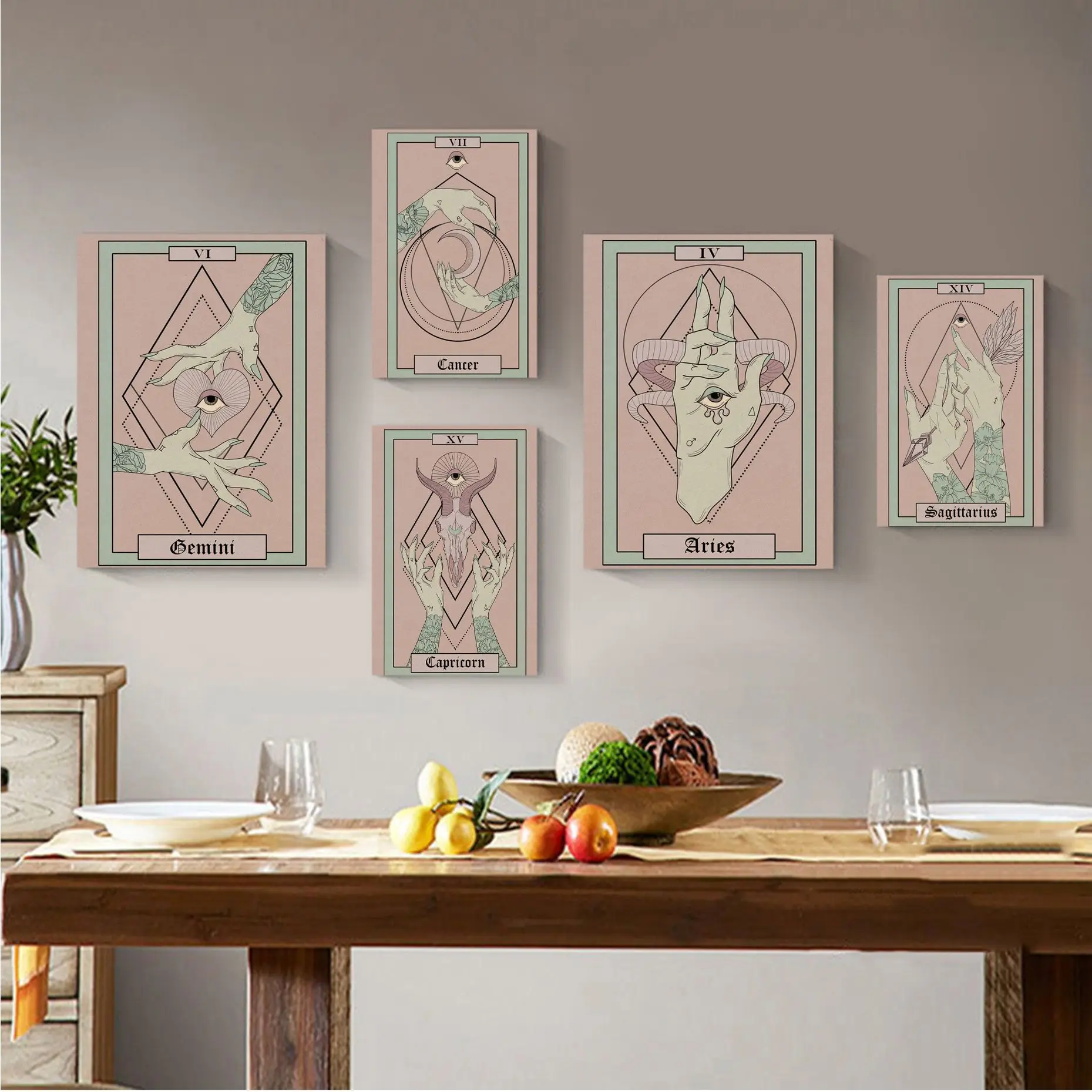 

Zodiac Cancer Capricorn Gemini Art Poster Kraft Paper Sticker Home Bar Cafe Aesthetic Art Wall Painting