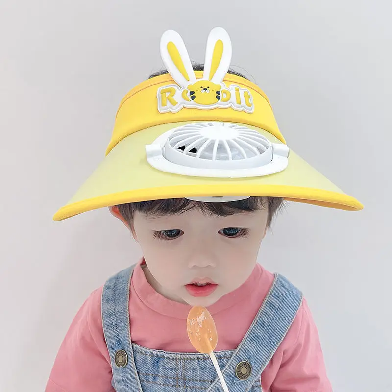 Kid Adult Summer Sun Hat Solar Cooling Rechargeable Cooling Fan Hat Sun Visor Hat Summer Baseball Hat Empty Top Outdoor Sunhat