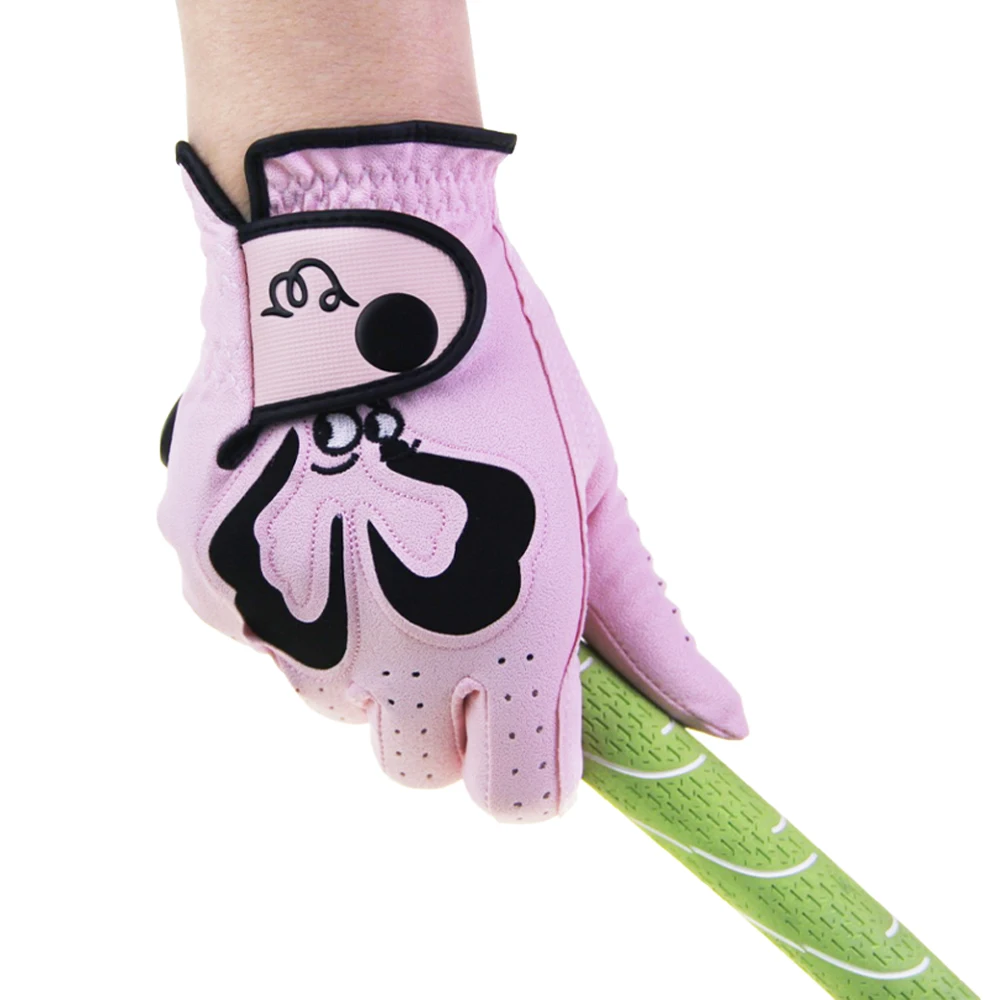 GLOOF 1Pair Women Golf Gloves, Pink Ladies Right Hand Left Hand Allweather Grip Golf Gloves Set