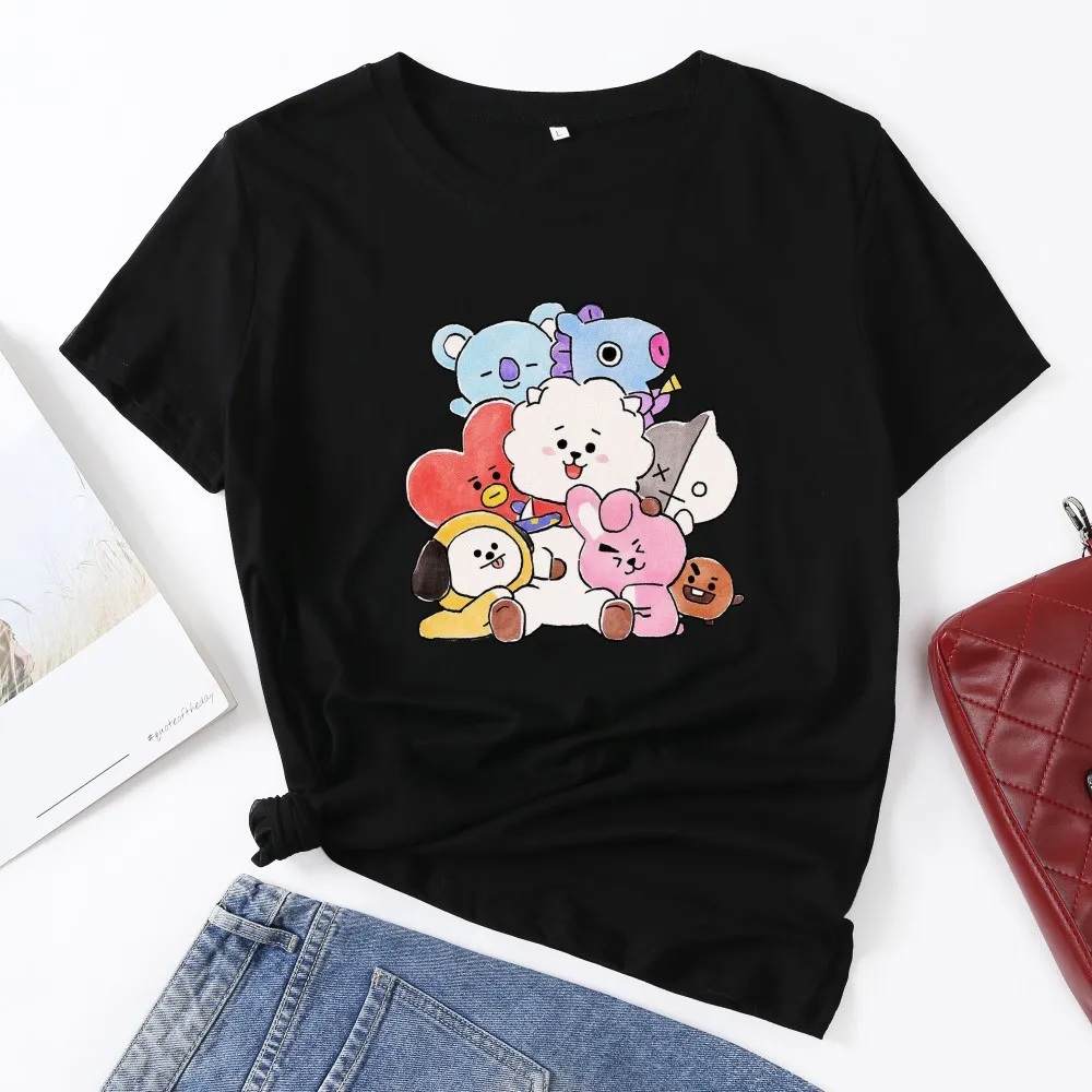 

Тропика Love Kpop Футболка группы для мальчиков JIN SUGA J HOPE JIMIN V JUNGKOOK Топ Kawaii Мультфильм дышащие топы с коротким рукавом A.R.M.Y
