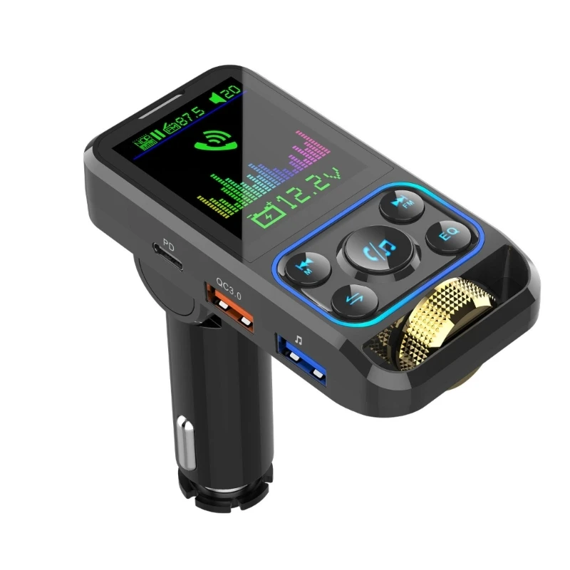 

Bluetooth-compatible 5.0 FM Transmitter for Car Wireless FM Radio Adapter Music Player FM Transmitter Car with USB W3JD
