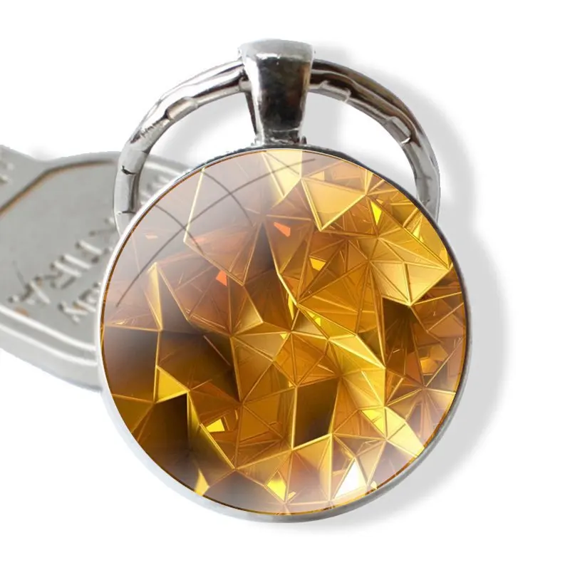 25 мм стеклянный брелок Cabohcon ювелирное изделие подарок геометрическое золото