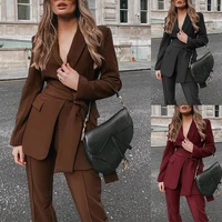 formal office lady suits 2pcs jacket and pants spring autumn long sleeve women fashion solid pants set winter 2022 new hot sale