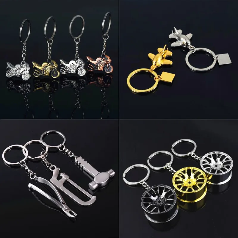 

Creative Personality Three-Dimensional Simulation Heavy motorcycle Metal Keychain Repair Tool Aircraft Keychain