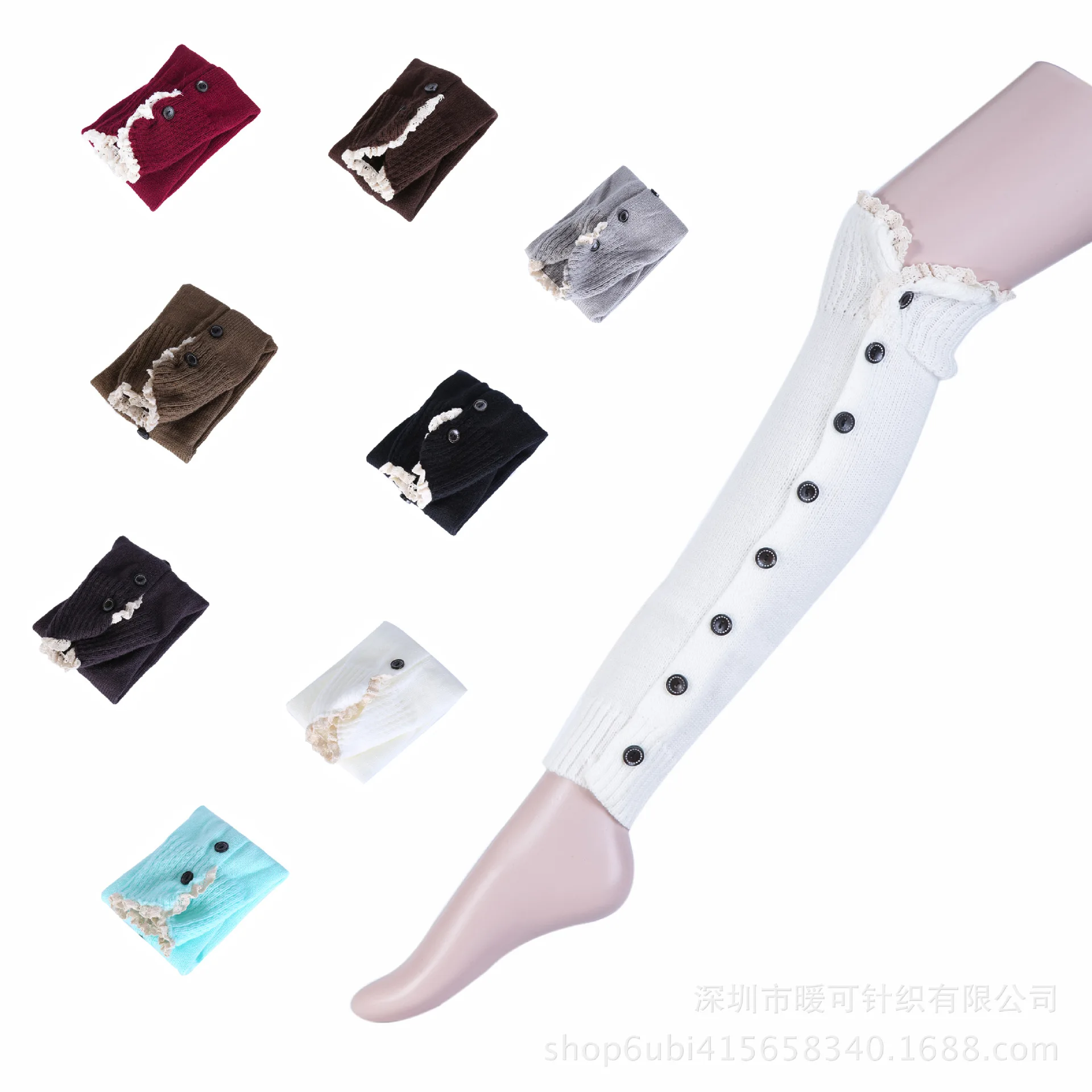 

Women's Autumn Winter Christmas Socks Set New Fashion Button Lace Straight Knit Leg Cover Casual Elegant Solid Color Jacquard