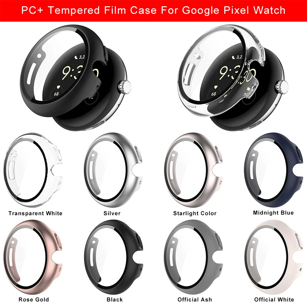 

PC Protective Smartwatch Case Fundas For Google Pixel Watch Full Cover Tempered Glass Screen Protector For Gogle Pxielwatch 2022