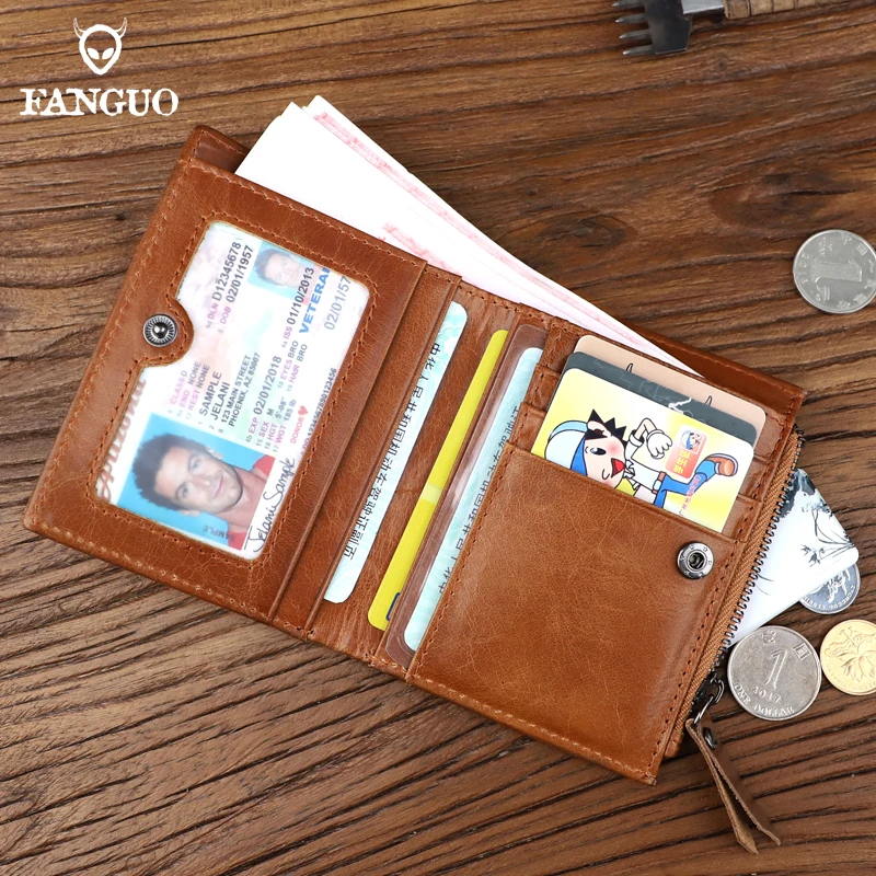 2022 Fashion Women's Wallet Genuine Leather Short Wallet Card Holder With Zipper Coin Purse Portable Bifold Wallet