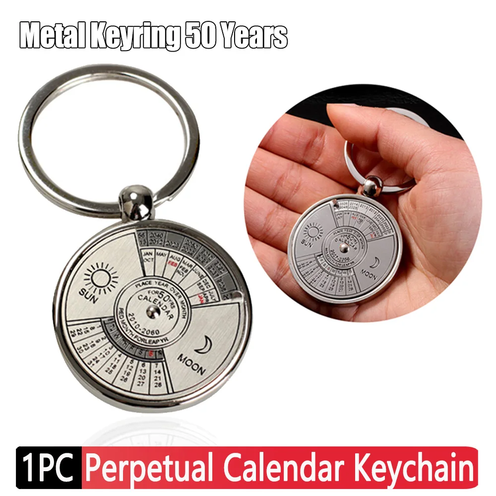 Мини 50-летний вечный календарь брелок унисекс уникальная металлическая цепочка