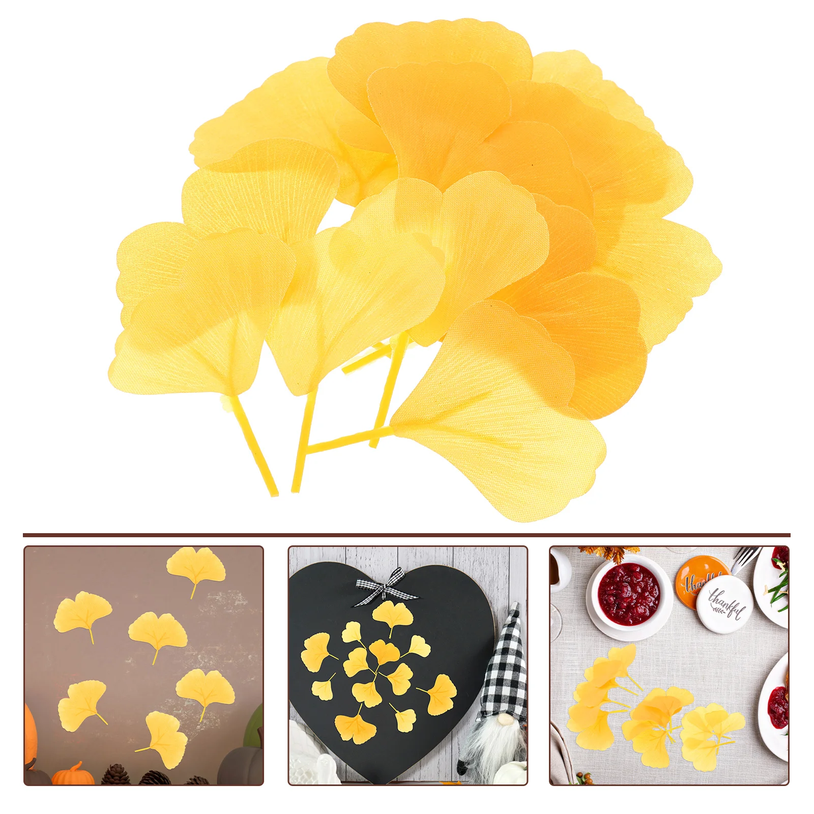 

100pcs Simulation Ginkgo Leaves Fake Ginkgo Leaves Faux Ginkgo Leaves Wedding Decor