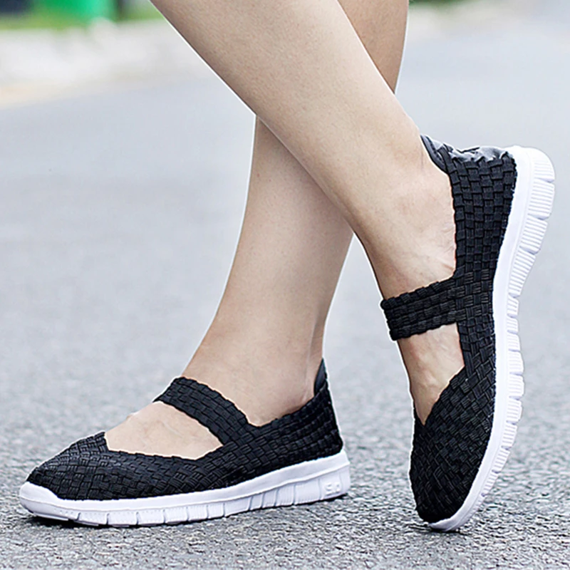 Women's Sandals Breathable Trekking Sandals Slip-on Light Weight Loafers Walking Woven Shoes