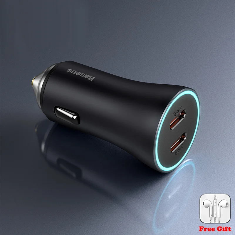 

Baseus 40W Car Charger Dual PD Fast Charging USB C Car Phone Charger Quick Charge 3.0 FCP AFC For iPhone 12 13 14 Samsung Huawei
