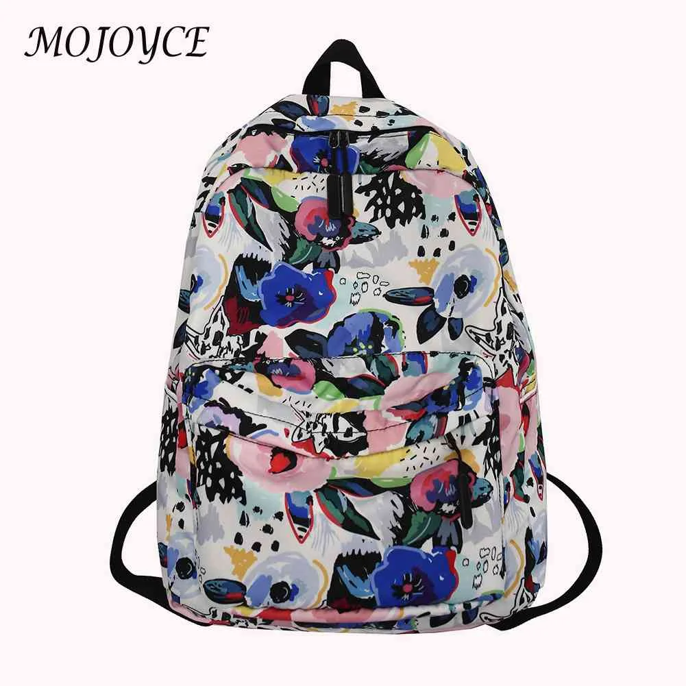 

Casual Graffiti School Backpack Multi-layer Pockets Student Schoolbag Portable Women Shoulder Bag Zipper Outdoor Sports Rucksack