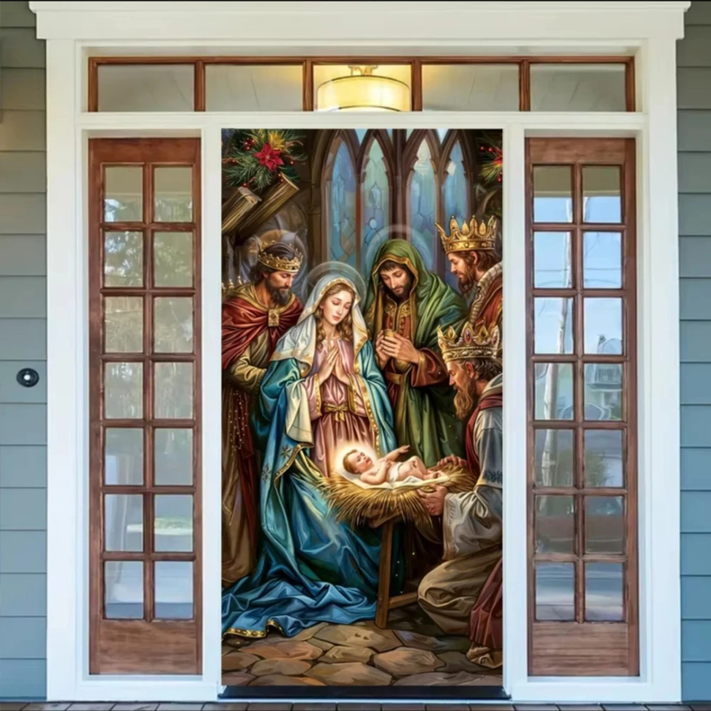 Христос Иисус ребенок рождения Святая семья Рождественская сцена дверная крышка