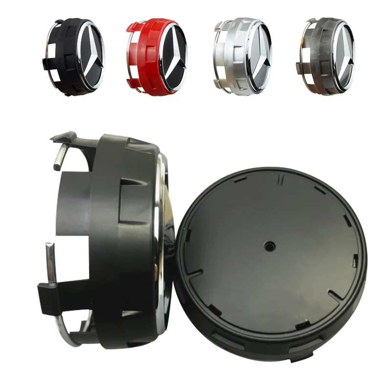 

4pcs 75mm Car Styling Wheel Center Cap Hub Covers Badge Emblems for Mercedes Benz AMG A0004000900 Auto Accessories Black Red