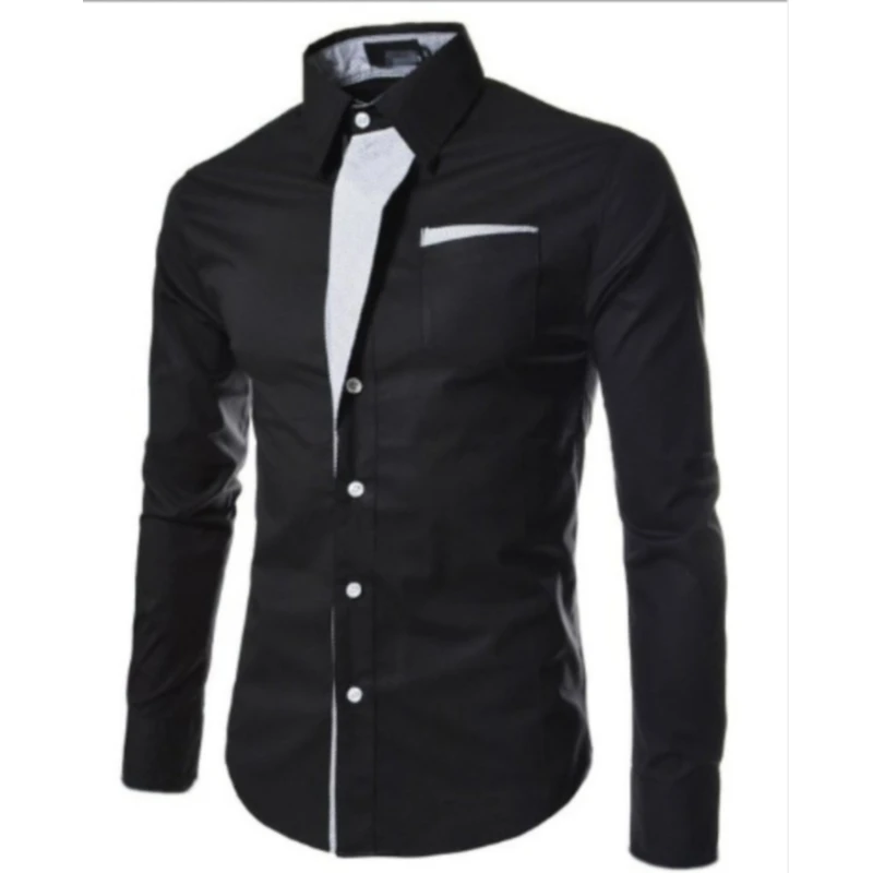 

2021 New Brand Long Sleeve Shirts Social Male 4 Colors Slim Fit Striped Shirts Plus Size 3XL Mens Dress Shirts