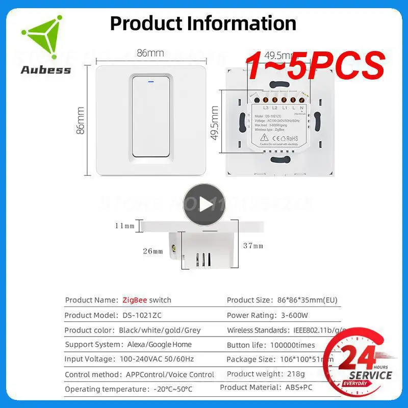 

Умный настенный выключатель ZigBee, не нейтральный переключатель, с нулевым управлением, работает с Alexa Home, 1 ~ 5 шт.
