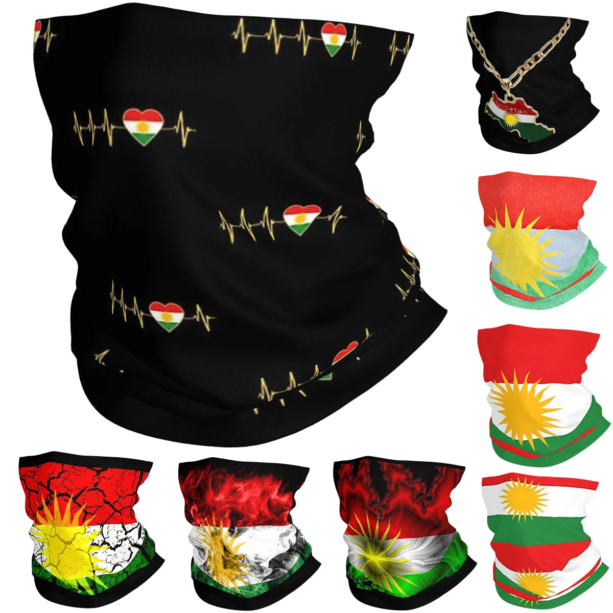 

Kurdistan Kurdish Flag Bandana Neck Gaiter Printed Wrap Scarf Multi-use Headwear Outdoor Sports Unisex Adult Windproof