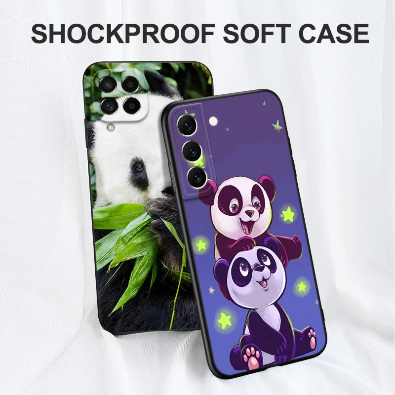 Черный чехол из ТПУ для Samsung Galaxy A03 SM-A035 Core A03S A13 A23 LTE A33 A53 A73 4G 5G Cute Panda Chinese