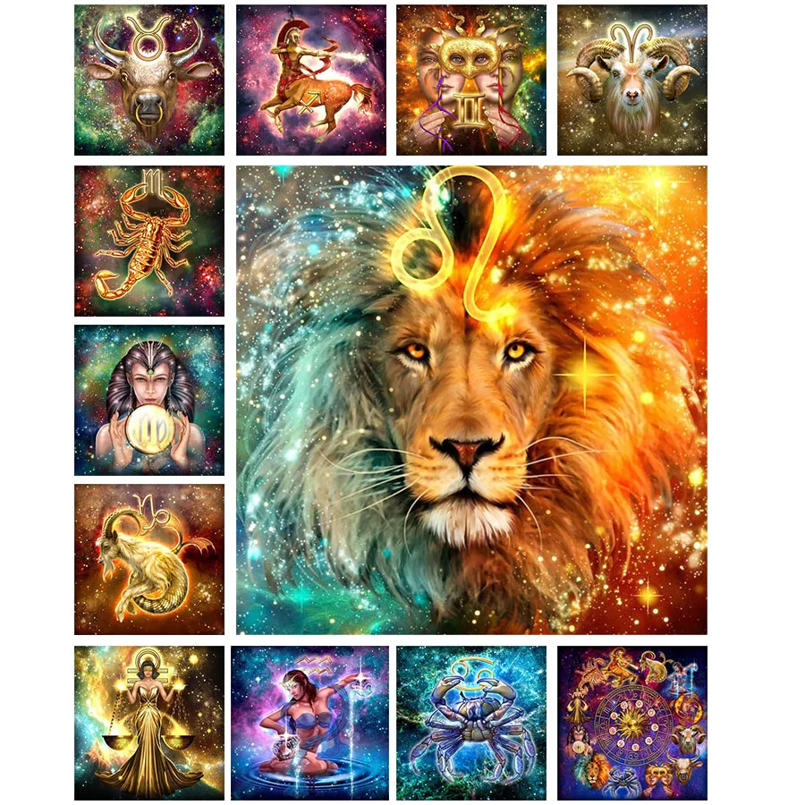 

Diamond Painting Full Round Star Signs Diamond Mosaic Zodiac 5D DIY Diamond Embroidery Sale Constellation Rhinestones Kid Decor