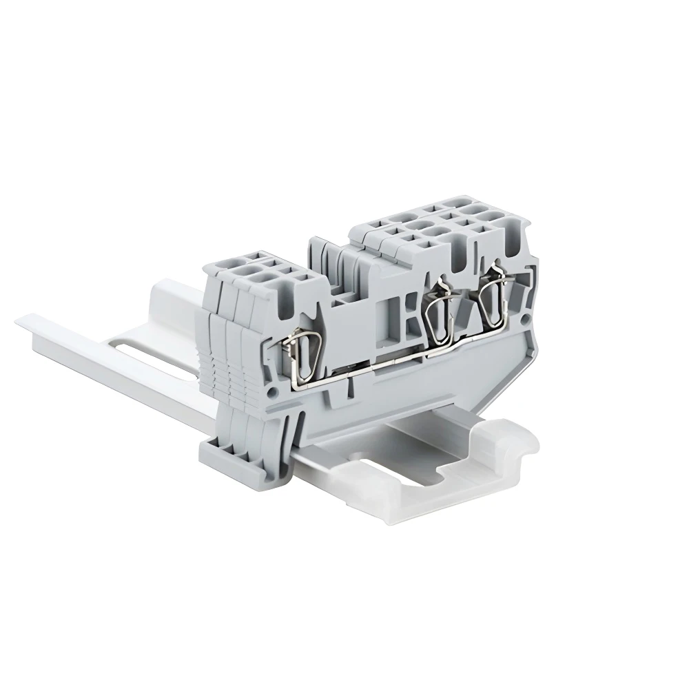 

10Pcs Din Rail Terminal Block ST-1.5-TWIN Spring Electrical Wiring Return Pull Type 3 Conductors Wire Connector ST 1.5-TWIN