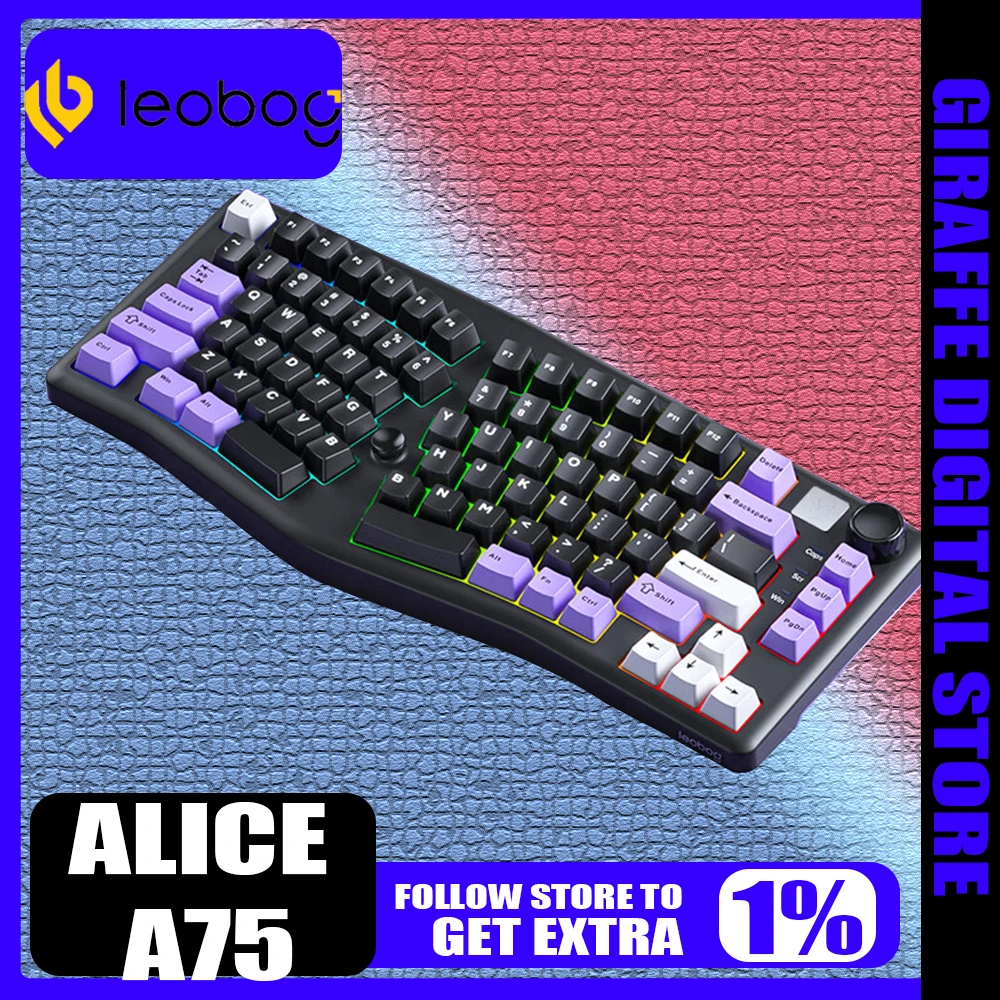 Leobog Alice A75 Механическая клавиатура RGB с горячей заменой трехрежимная беспроводная