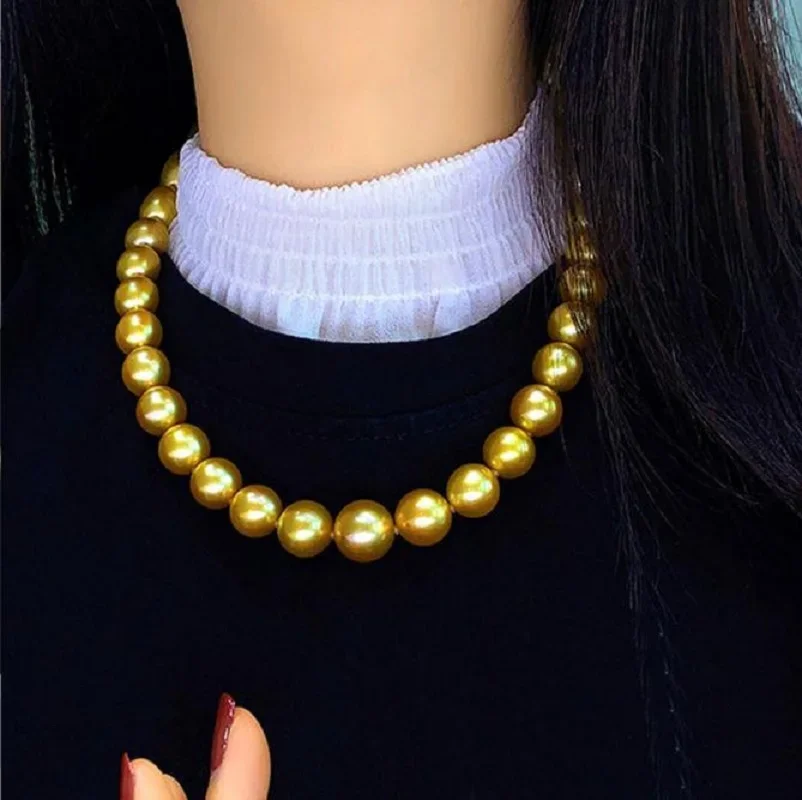 Женское круглое ожерелье из серебра 925 пробы 18 дюймов 10-11 мм