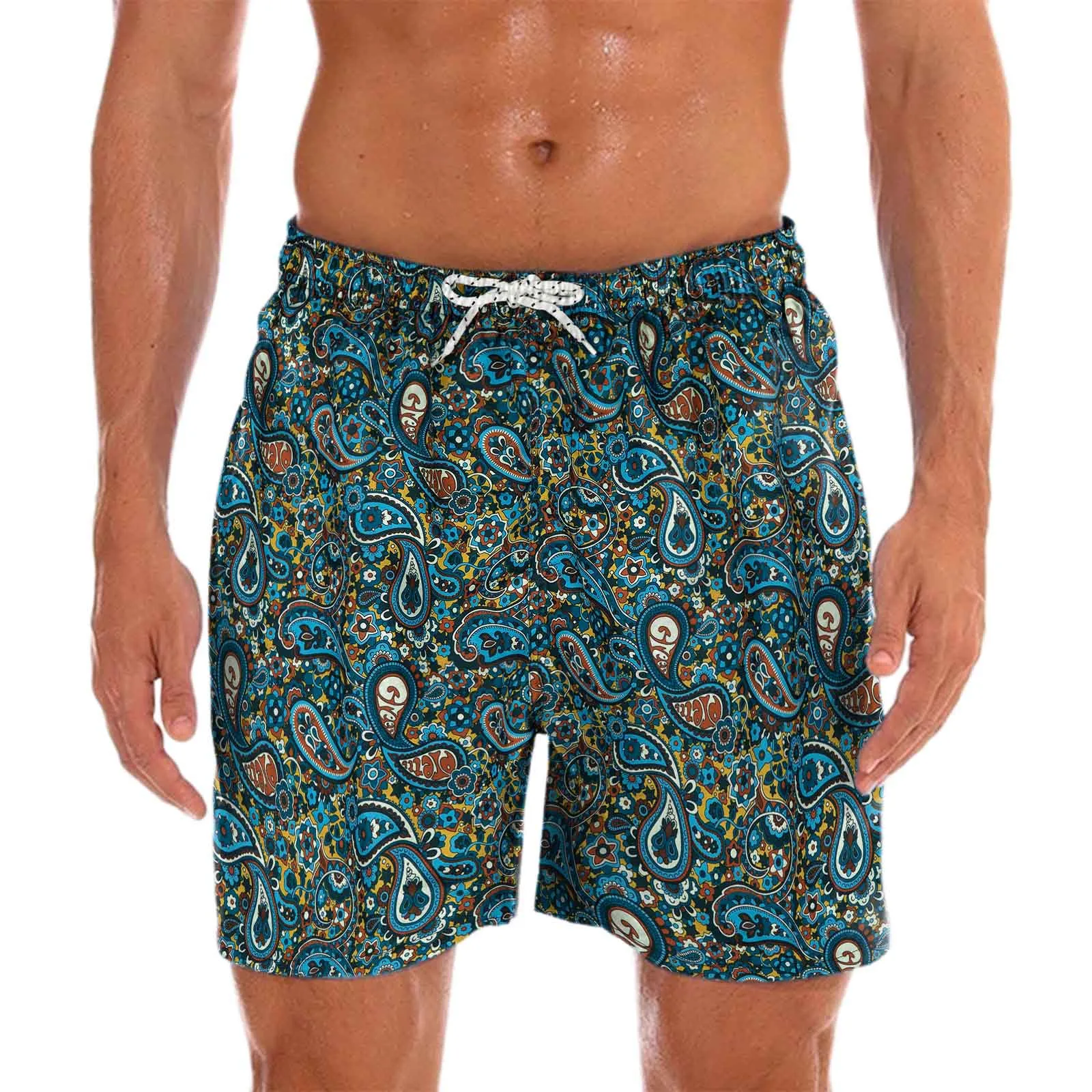 

Paisley Print Swimwear Swim Shorts Mens Trunks Beach Board Shorts Swimming Pants Swimsuits Mens Running Sports Surffing Shorts