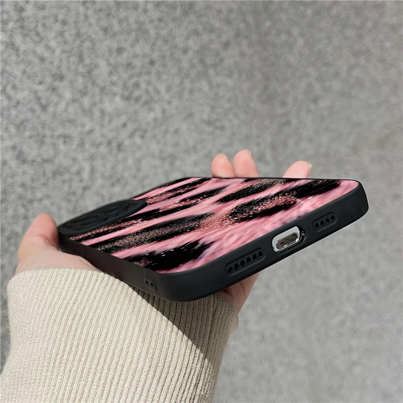 Фото Новый роскошный чехол для телефона с розовым леопардовым принтом для iPhone 14 15 13 12 11 Pro 16 17 Pro Max XS XR 7 8 Plus ShockProof Back Funda Case №4